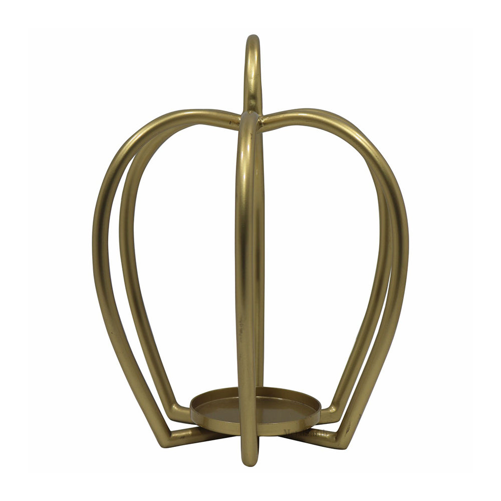 Pumpkin Shaped Metal Candle Holder - Gold
