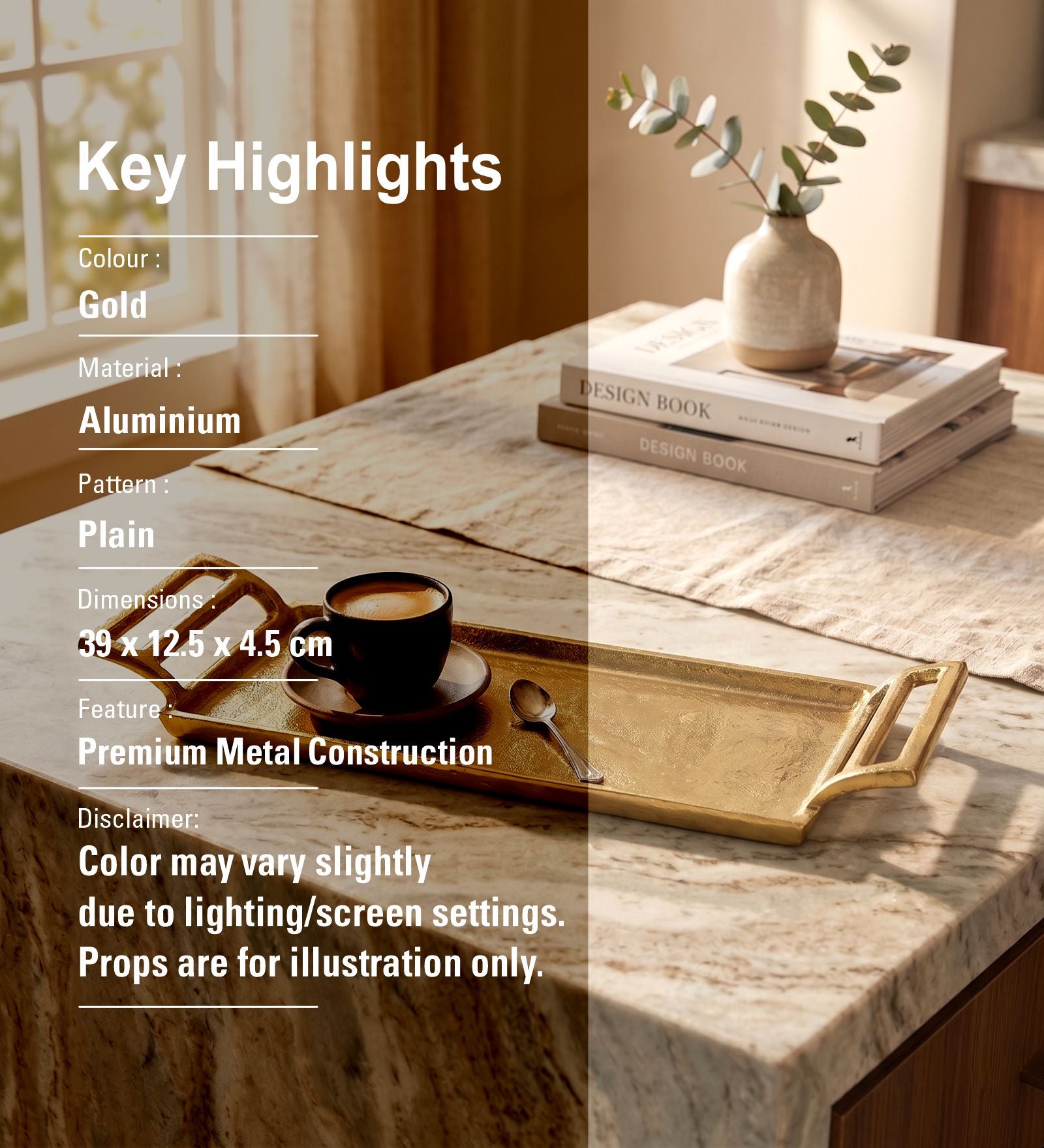 Core Metal Serving Tray - Gold