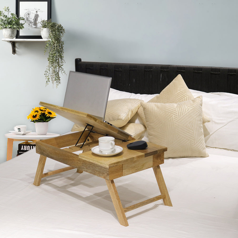 Wooden Decorative Foldable Multipurpose Study Table , Laptop Table For Office , Living Room ( Pre - Assemble )