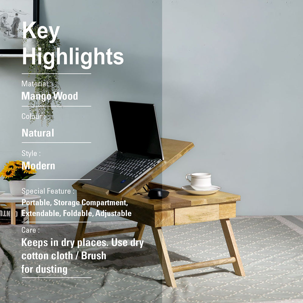 Wooden Decorative Foldable Multipurpose Study Table , Laptop Table For Office , Living Room ( Pre - Assemble )