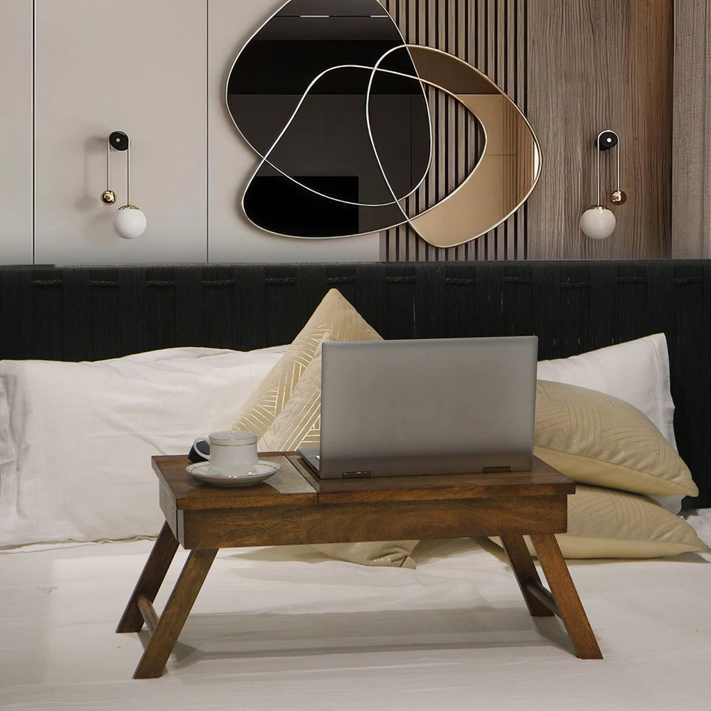 Wooden Decorative Foldable Multipurpose Study Table , Laptop Table For Office , Living Room ( Pre - Assemble )