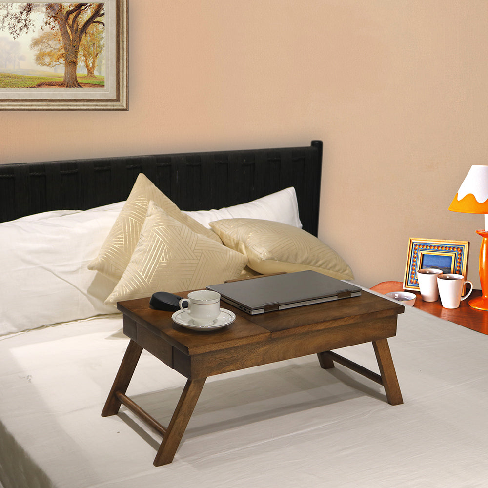 Wooden Decorative Foldable Multipurpose Study Table , Laptop Table For Office , Living Room ( Pre - Assemble )