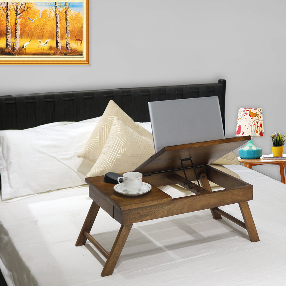 Wooden Decorative Foldable Multipurpose Study Table , Laptop Table For Office , Living Room ( Pre - Assemble )