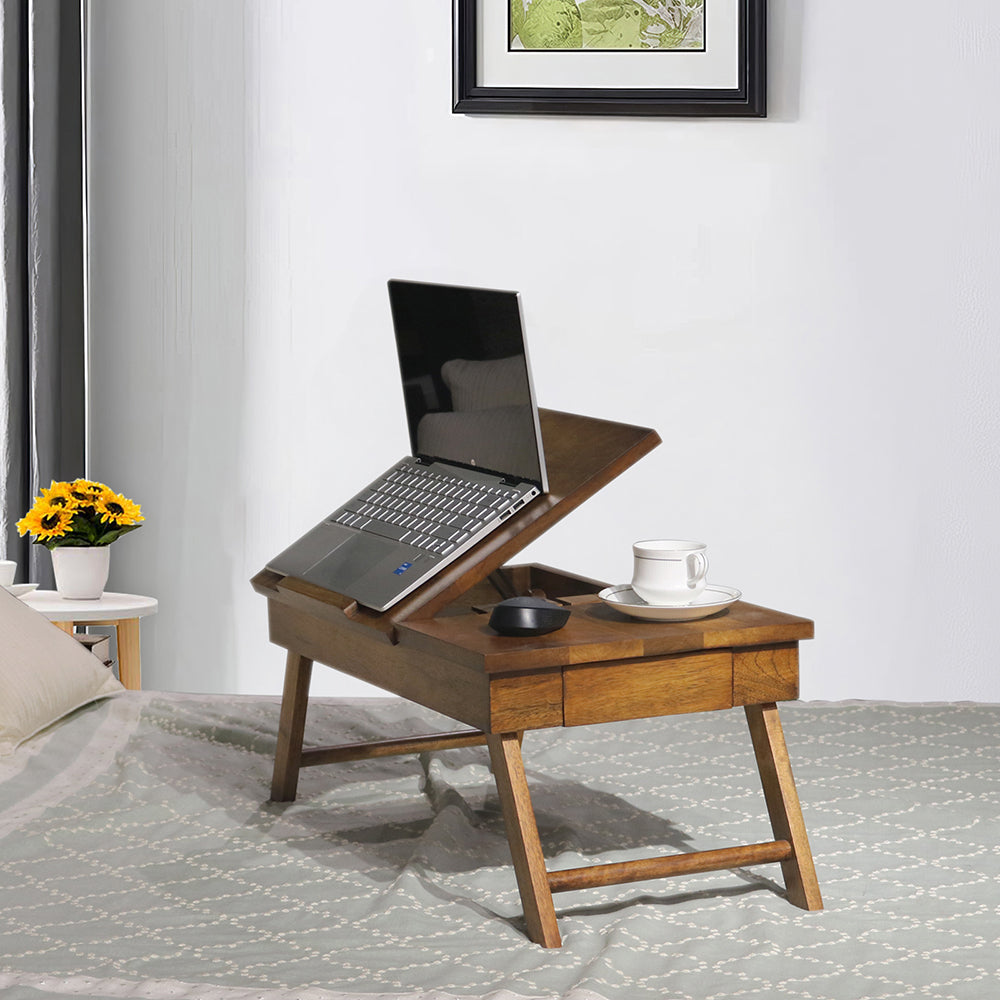 Wooden Decorative Foldable Multipurpose Study Table , Laptop Table For Office , Living Room ( Pre - Assemble )