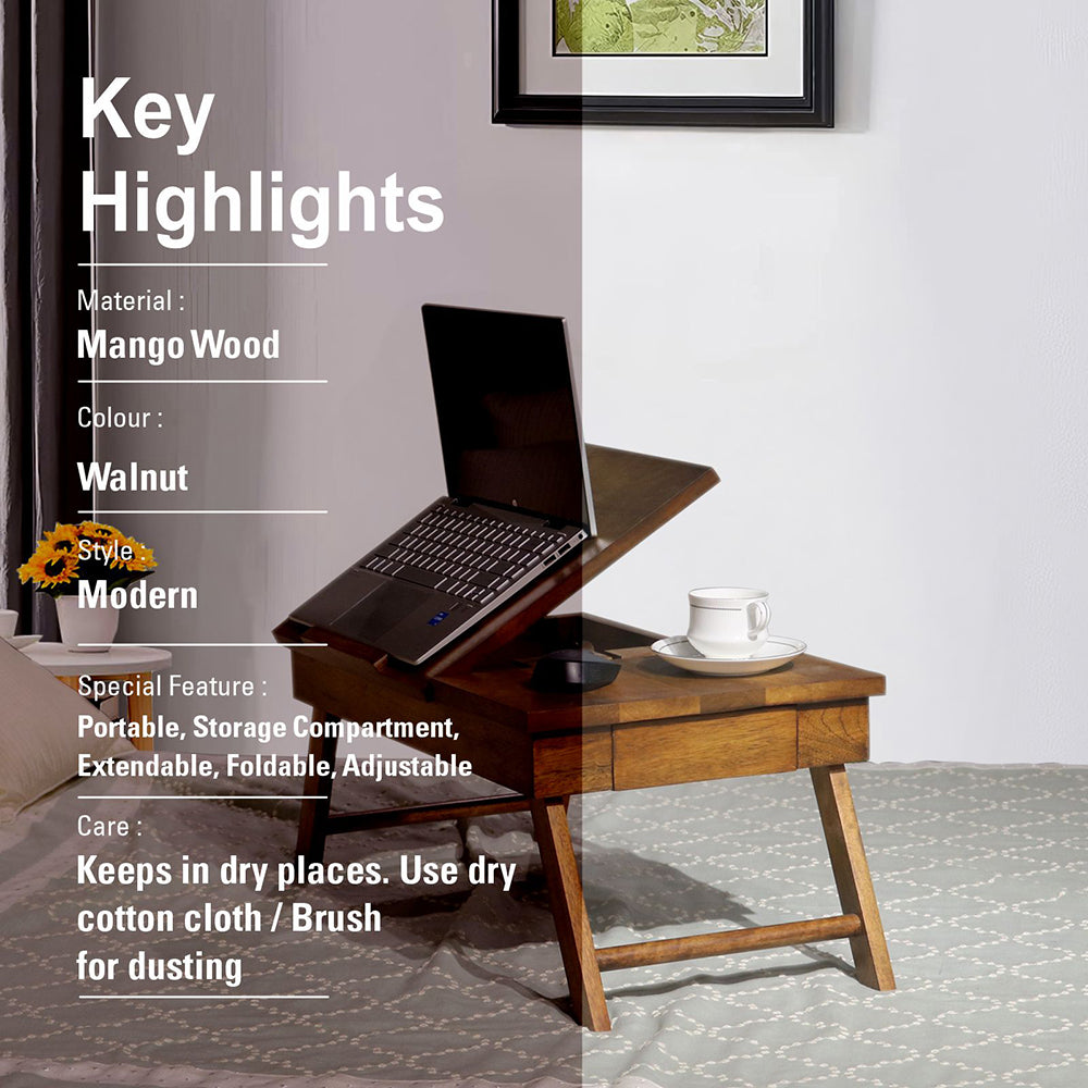 Wooden Decorative Foldable Multipurpose Study Table , Laptop Table For Office , Living Room ( Pre - Assemble )