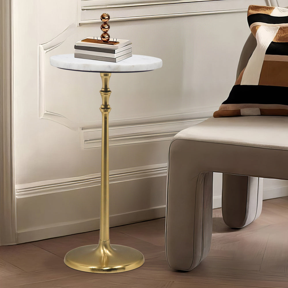 Metal Side Table Marble Top For Living Room, Bedroom, Kitchen, Home, Balcony And Office