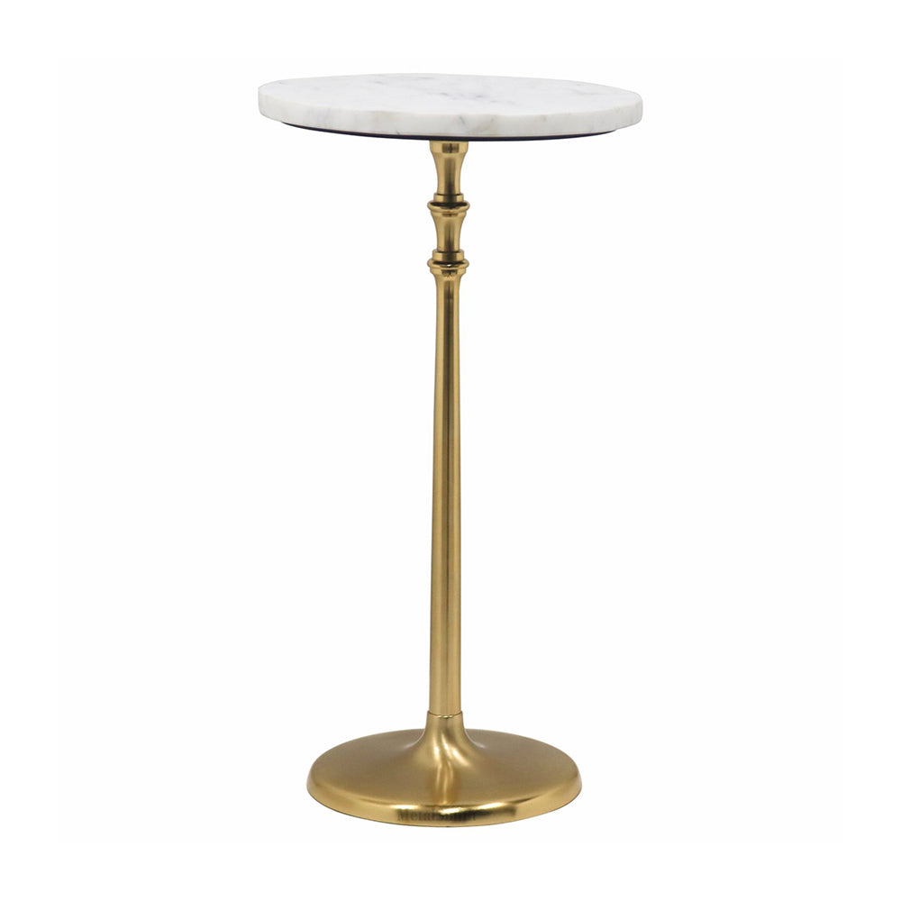 Metal Side Table With Marble Top - Gold & White