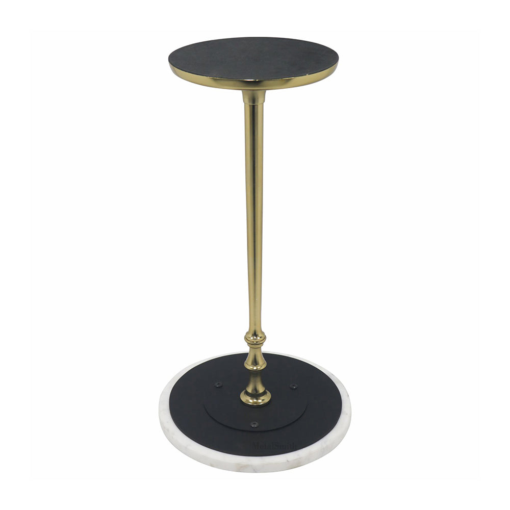 Metal Side Table With Marble Top - Gold & White
