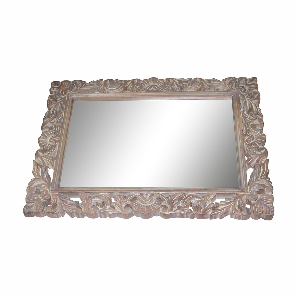Decorative Hanging Mirror With Wooden Frame For Bathroom Wall Décor And Living Room