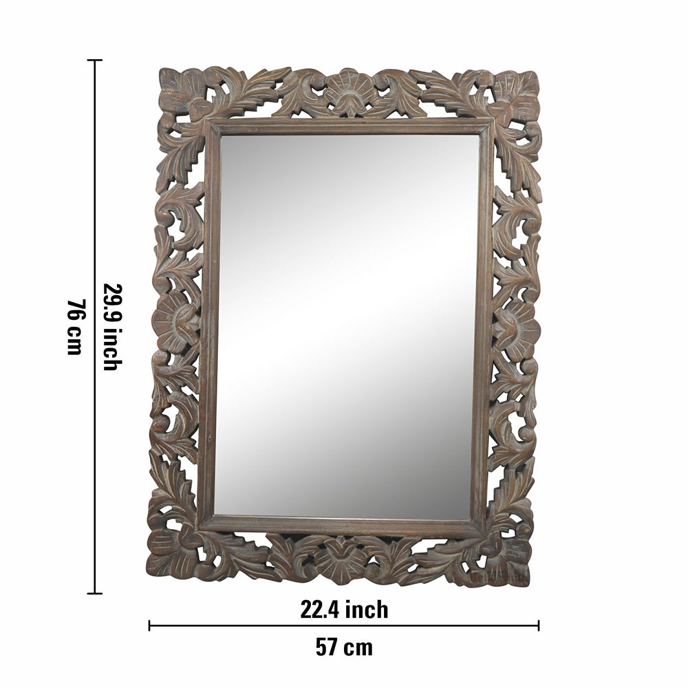 Decorative Hanging Mirror With Wooden Frame For Bathroom Wall Décor And Living Room