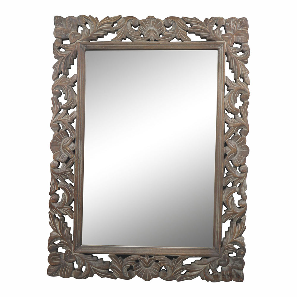 Decorative Hanging Mirror With Wooden Frame For Bathroom Wall Décor And Living Room