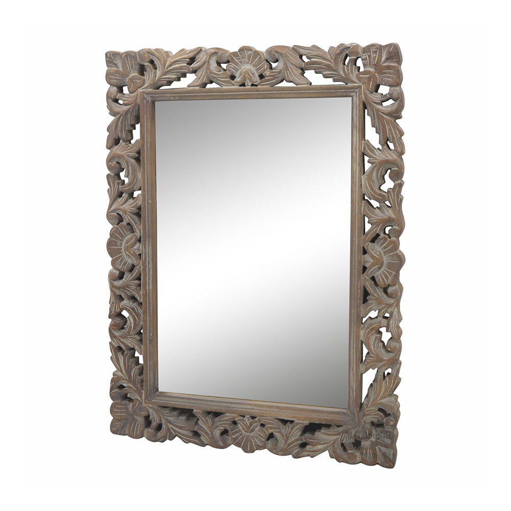 Decorative Hanging Mirror With Wooden Frame For Bathroom Wall Décor And Living Room