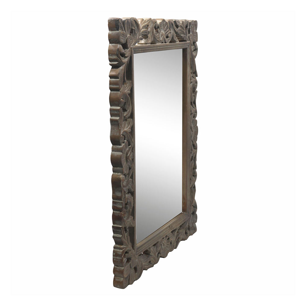 Decorative Hanging Mirror With Wooden Frame For Bathroom Wall Décor And Living Room