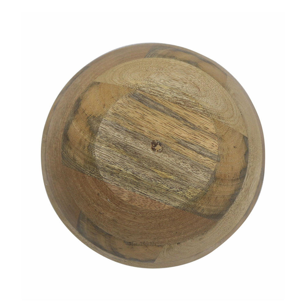 Multi-Set Wooden Serving Bowls | Natural Wood Exterior with Enamel Interior | Rustic & Modern Dinnerware