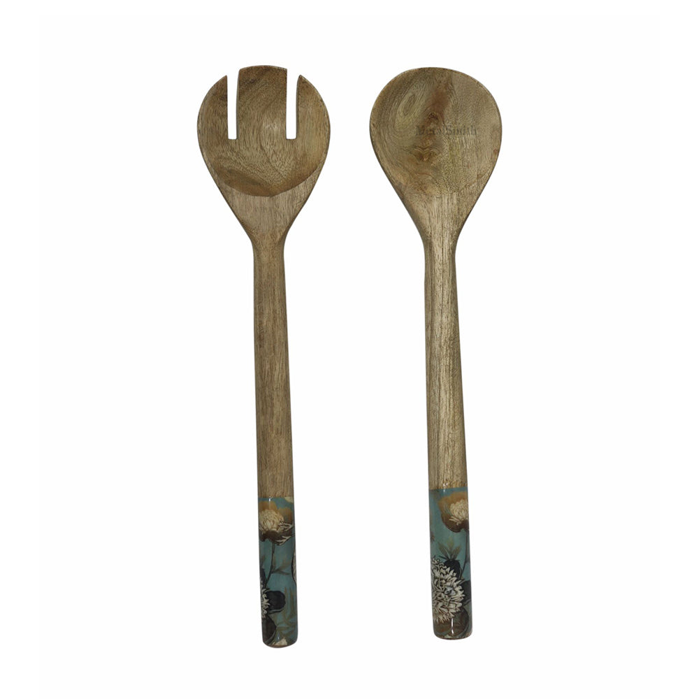 Multi-Set Wooden Serving Bowls | Natural Wood Exterior with Enamel Interior | Rustic & Modern Dinnerware