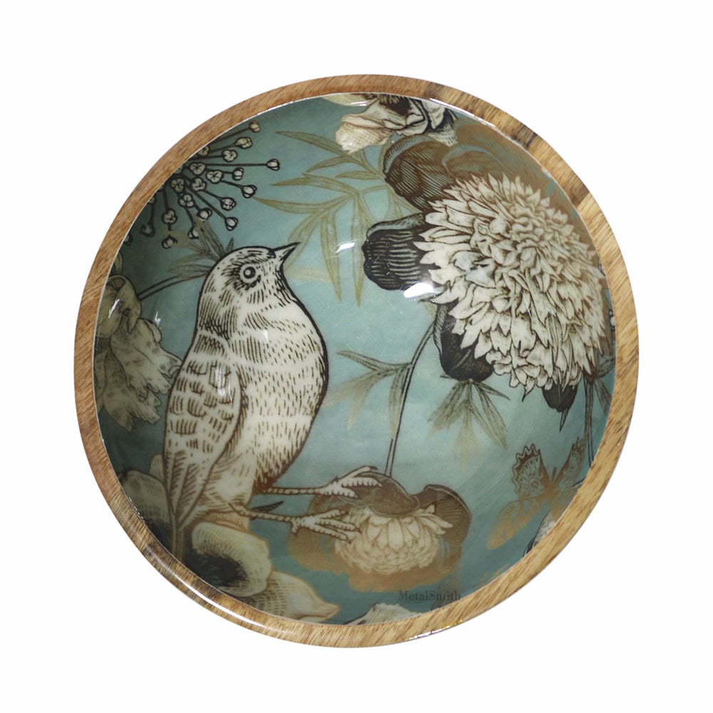 Multi-Set Wooden Serving Bowls | Natural Wood Exterior with Enamel Interior | Rustic & Modern Dinnerware