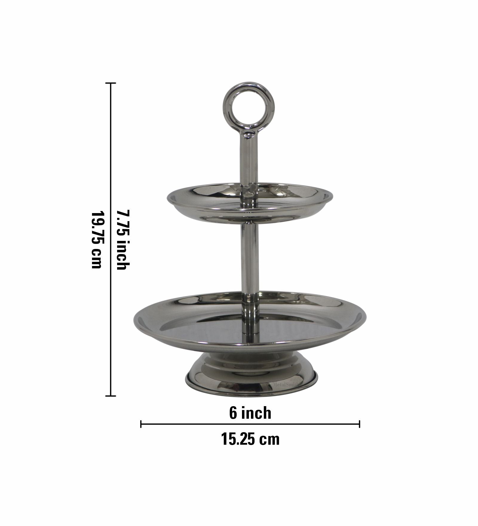 2 Tier Serveware With Ring Handle - Silver