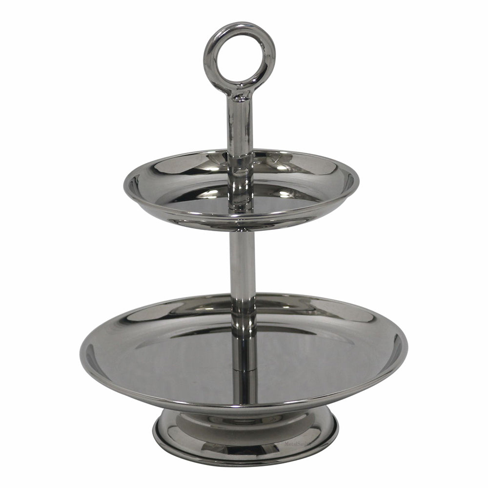 Elegant 2-Tier Nickle Finish Steel Cupcake Stand | Metal Dessert Serving Tray | Classic Cookie Stand 2-Tier Dessert Display for Weddings & Birthdays