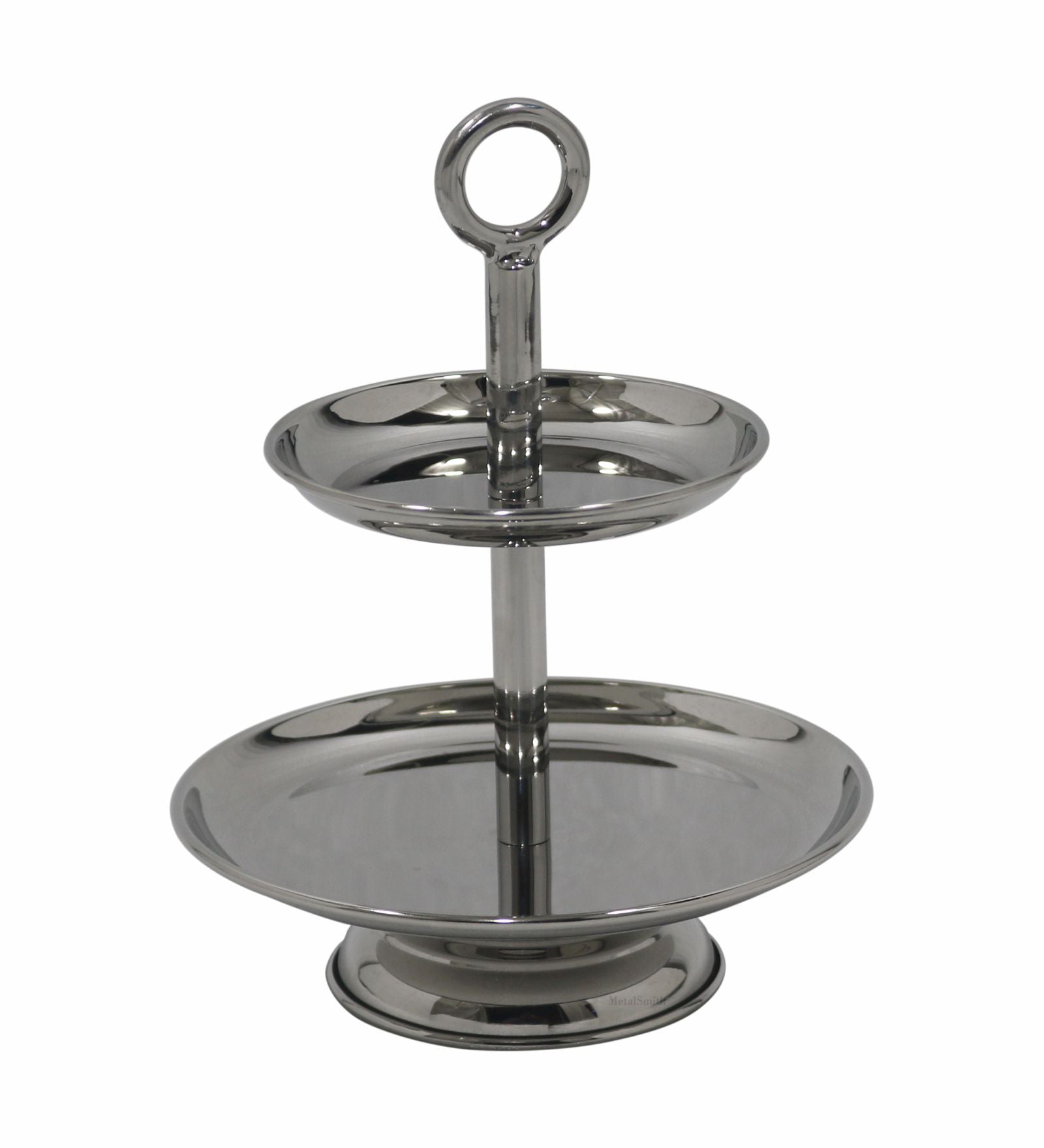 2 Tier Serveware With Ring Handle - Silver