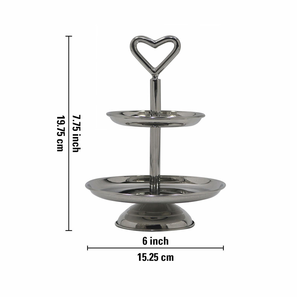 Elegant 2-Tier Nickle Finish Steel Cupcake Stand | Metal Dessert Serving Tray | Classic Cookie Stand 2-Tier Dessert Display for Weddings & Birthdays