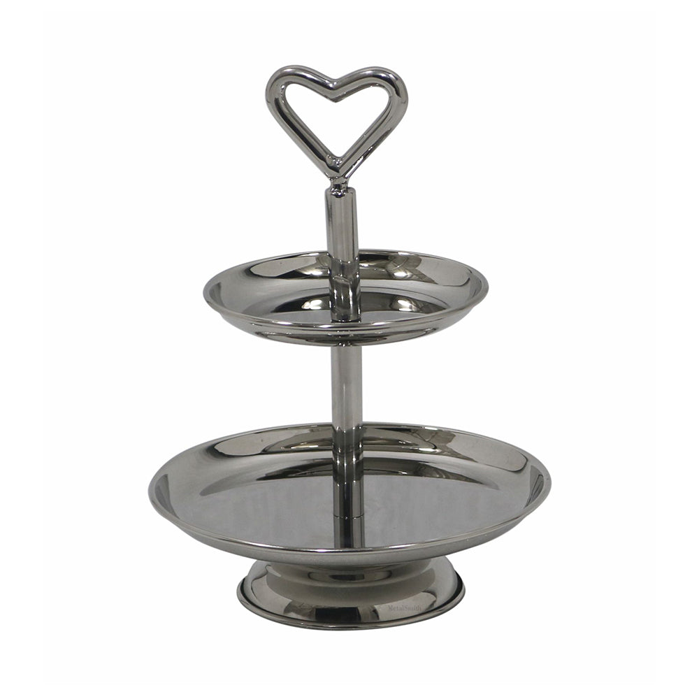 Elegant 2-Tier Nickle Finish Steel Cupcake Stand | Metal Dessert Serving Tray | Classic Cookie Stand 2-Tier Dessert Display for Weddings & Birthdays