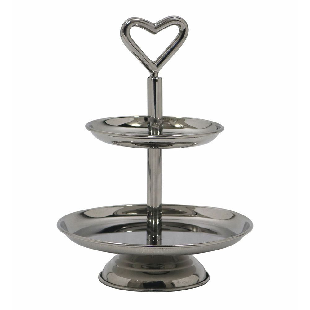 Elegant 2-Tier Nickle Finish Steel Cupcake Stand | Metal Dessert Serving Tray | Classic Cookie Stand 2-Tier Dessert Display for Weddings & Birthdays