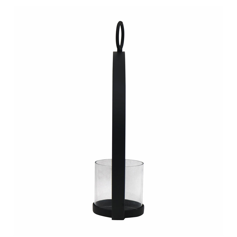 Modern Hanging Tea Light Holder | Black Powder Coat Iron Candle Sconce with Glass Hurricane | Elegant Wall Decor for Home & Weddings