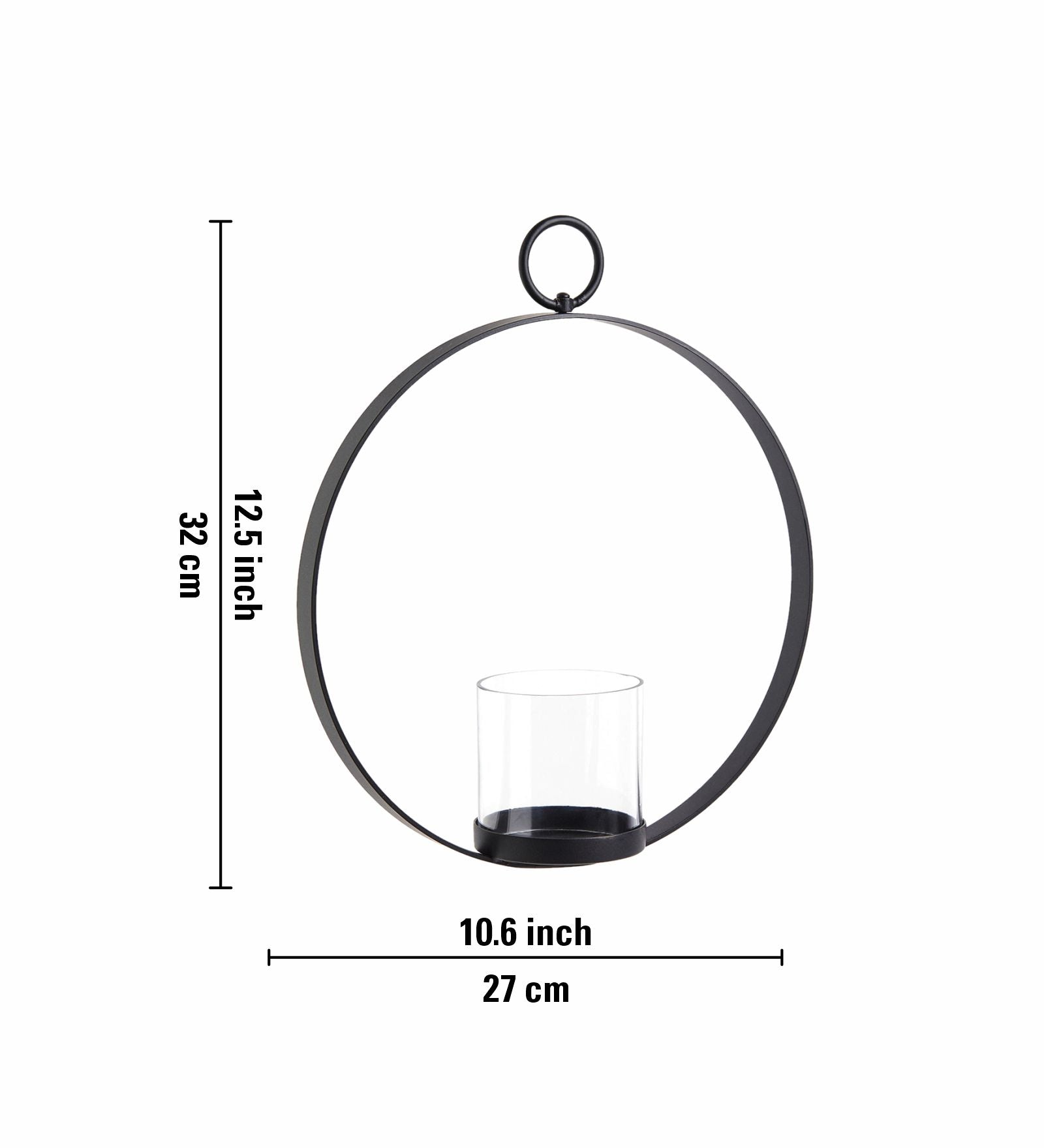 Metal Ring Candle Holder - Black