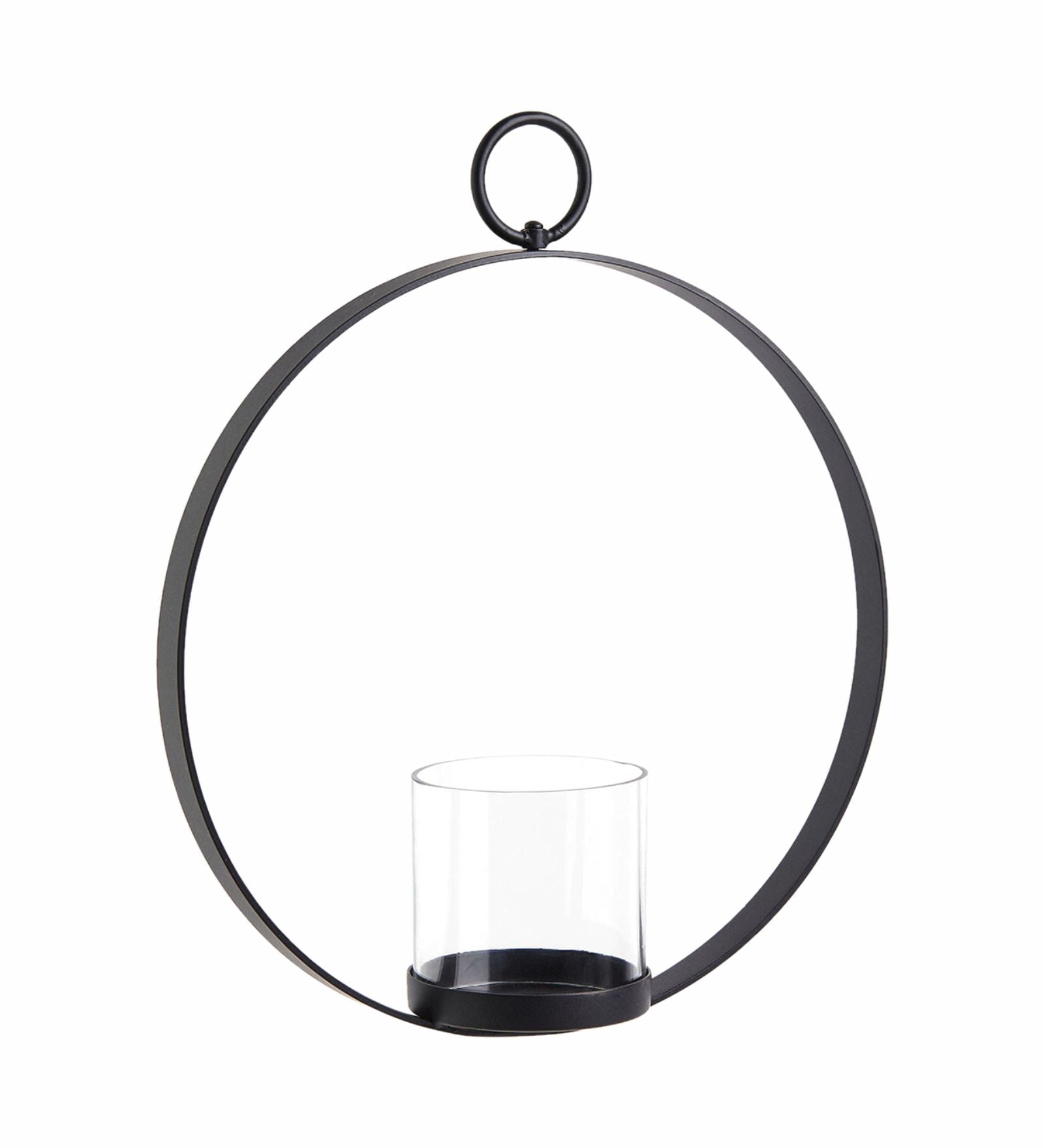 Metal Ring Candle Holder - Black