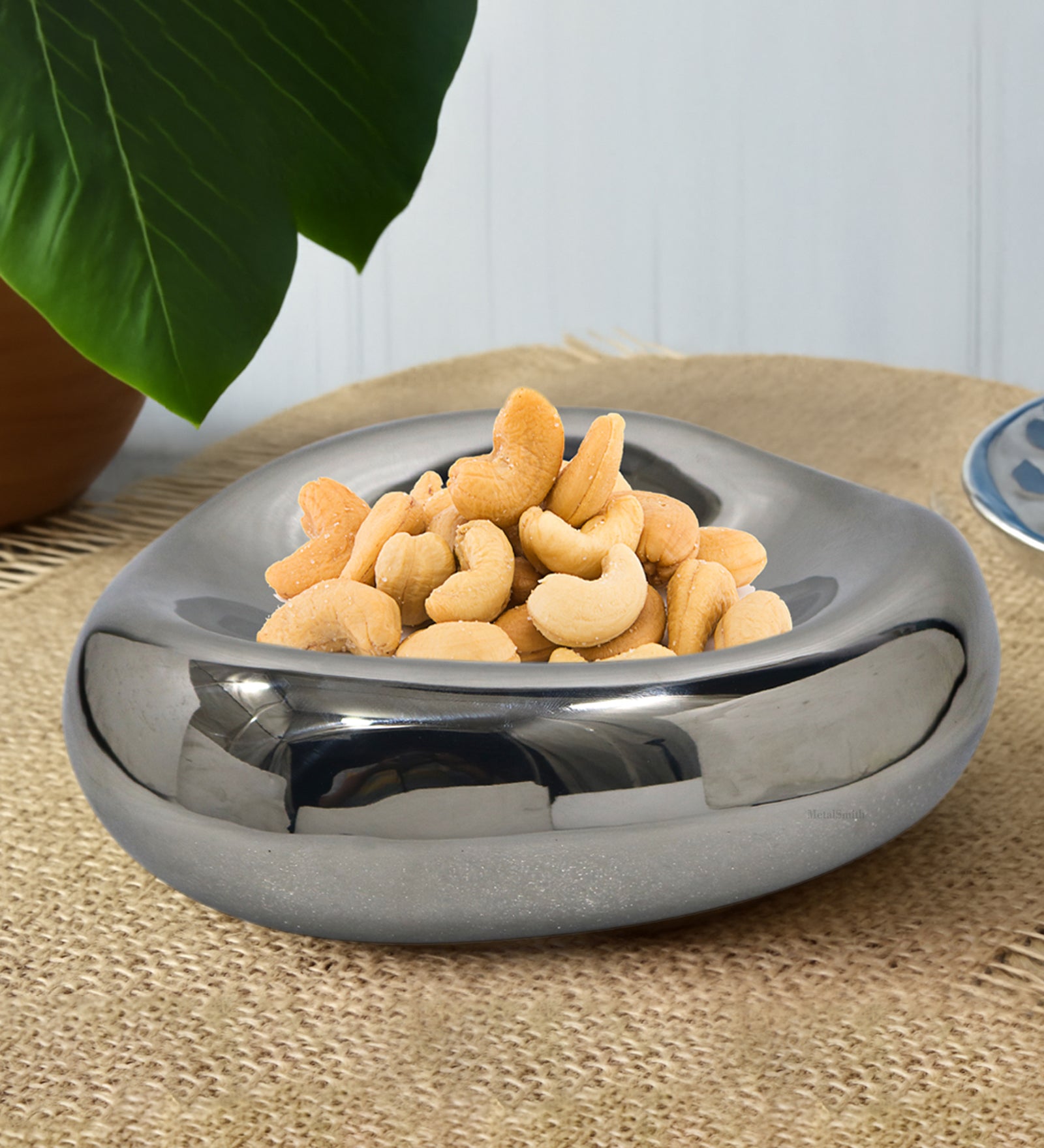Decorative Nickle Serving Tray for Coffee Table | Modern Metal Platter for Serving Drinks, Snacks, or Décor