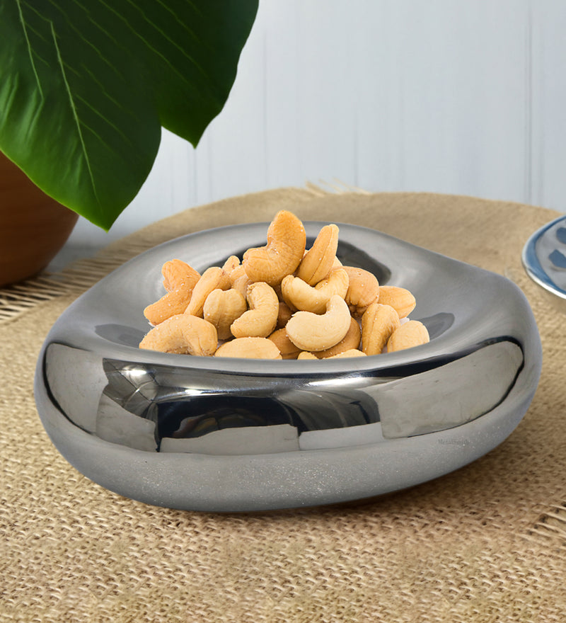 Decorative Nickle Serving Tray for Coffee Table | Modern Metal Platter for Serving Drinks, Snacks, or Décor