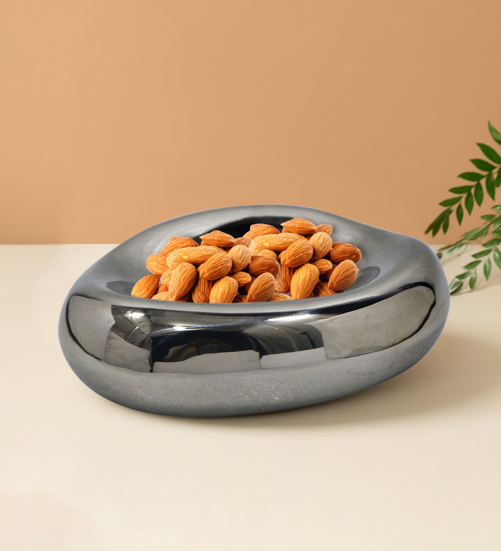 Decorative Nickle Serving Tray for Coffee Table | Modern Metal Platter for Serving Drinks, Snacks, or Décor