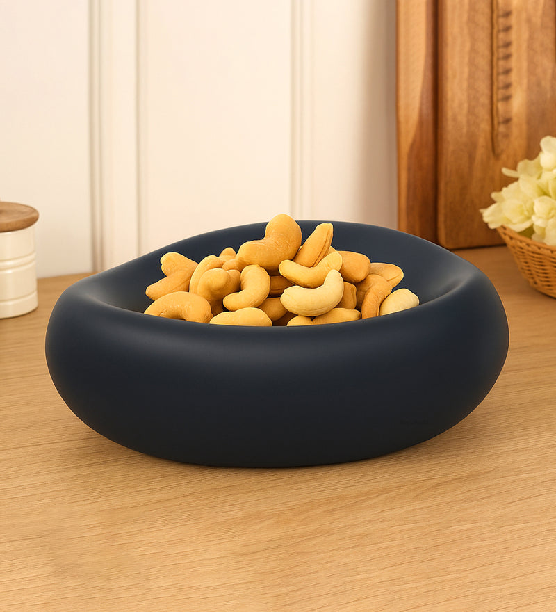 Decorative Black Serving Tray for Coffee Table | Modern Metal Platter for Serving Drinks, Snacks, or Décor