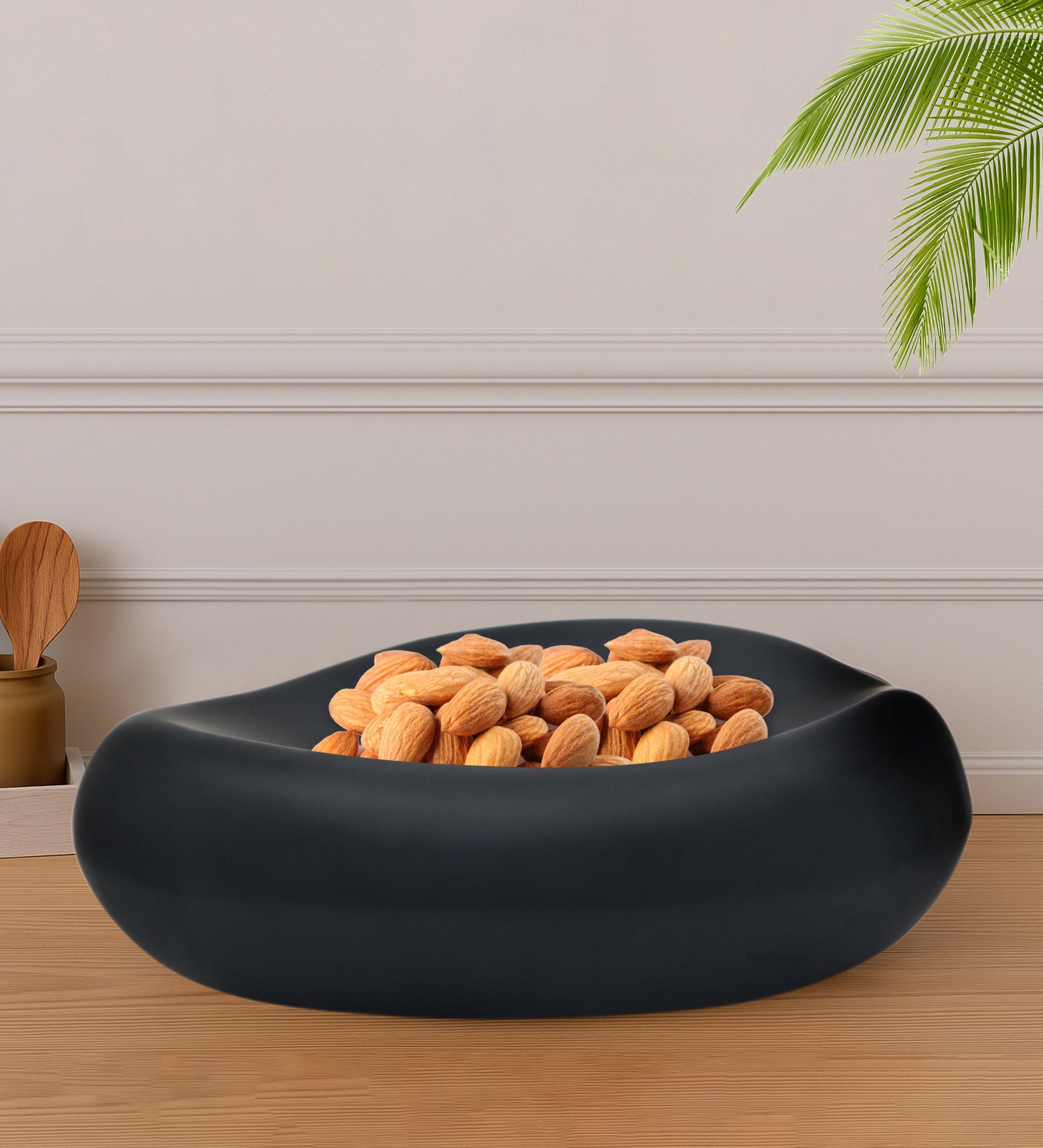 Decorative Black Serving Tray for Coffee Table | Modern Metal Platter for Serving Drinks, Snacks, or Décor