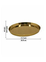 Metalsmith Modern Steel Pooja Thali | Gold Finish Worship Plate for Home Décor Silver Finish for Diwali & Ceremonies