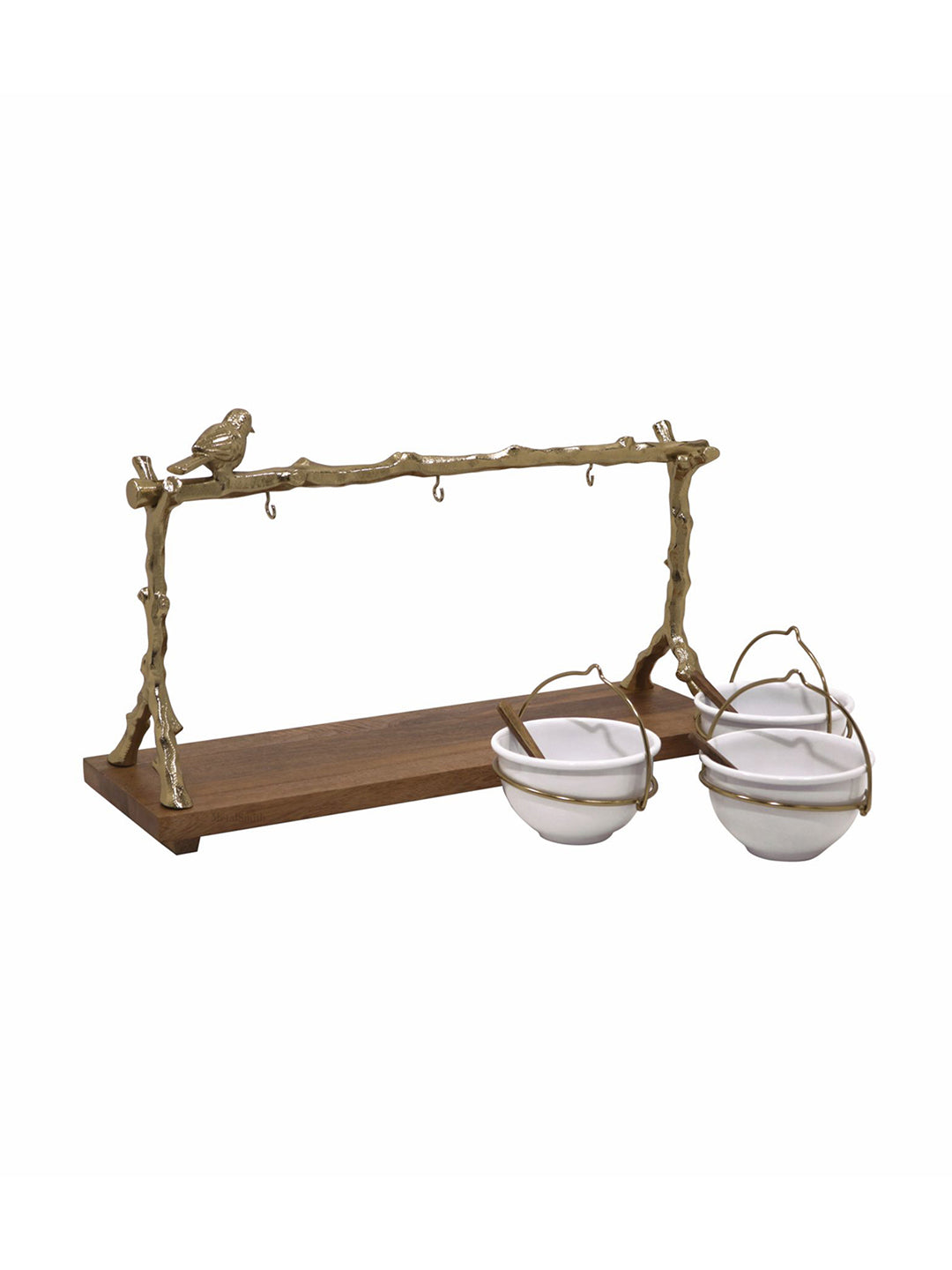 Metalsmith Three-Tier Hanging Iron Appetizer Server with Wood Base