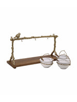 Metalsmith Three-Tier Hanging Iron Appetizer Server with Wood Base
