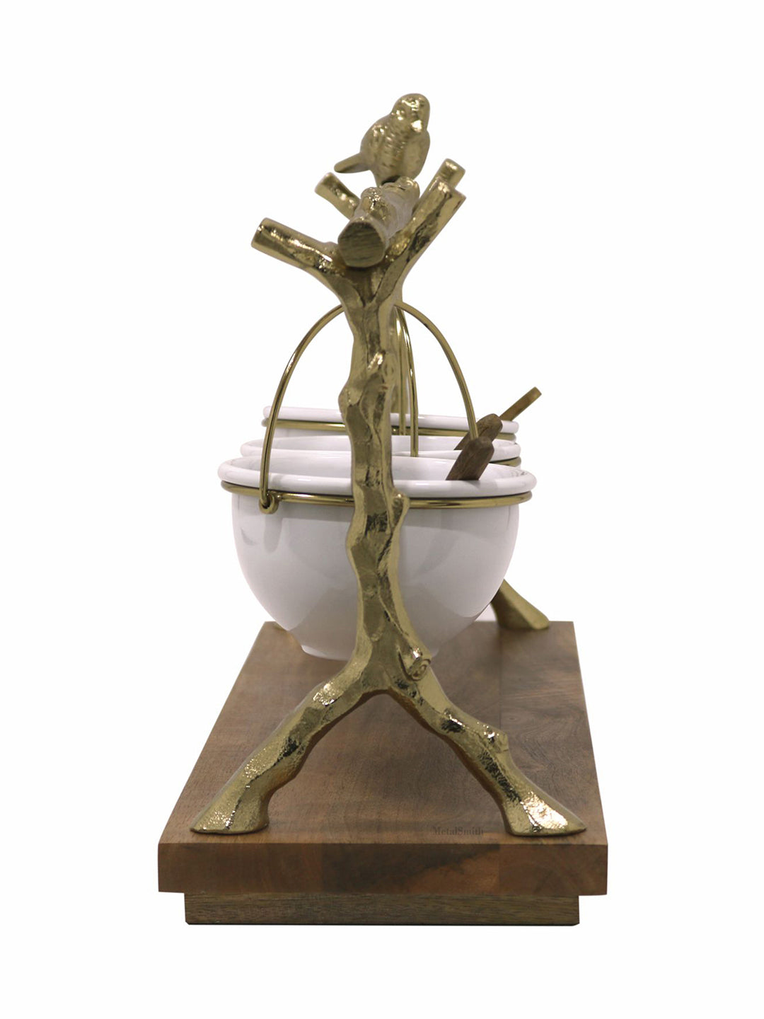Metalsmith Three-Tier Hanging Iron Appetizer Server with Wood Base