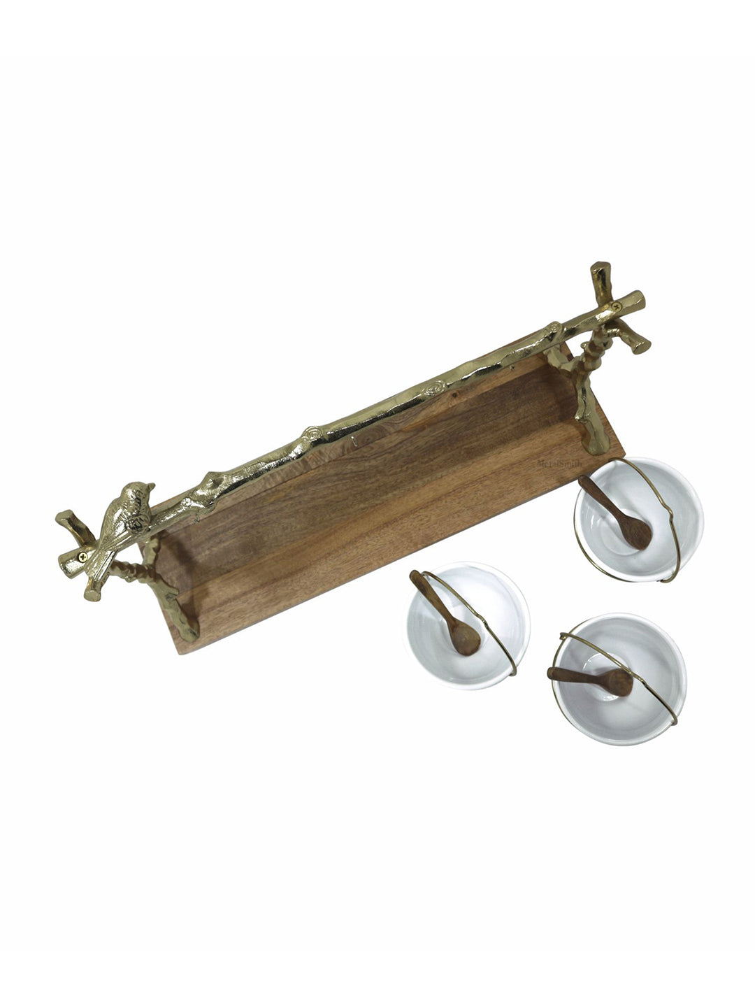 Metalsmith Three-Tier Hanging Iron Appetizer Server with Wood Base