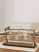 Metalsmith Three-Tier Hanging Iron Appetizer Server with Wood Base