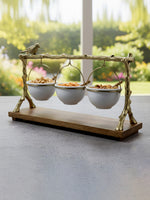 Metalsmith Three-Tier Hanging Iron Appetizer Server with Wood Base