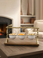 Metalsmith Three-Tier Hanging Iron Appetizer Server with Wood Base