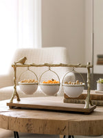 Metalsmith Three-Tier Hanging Iron Appetizer Server with Wood Base