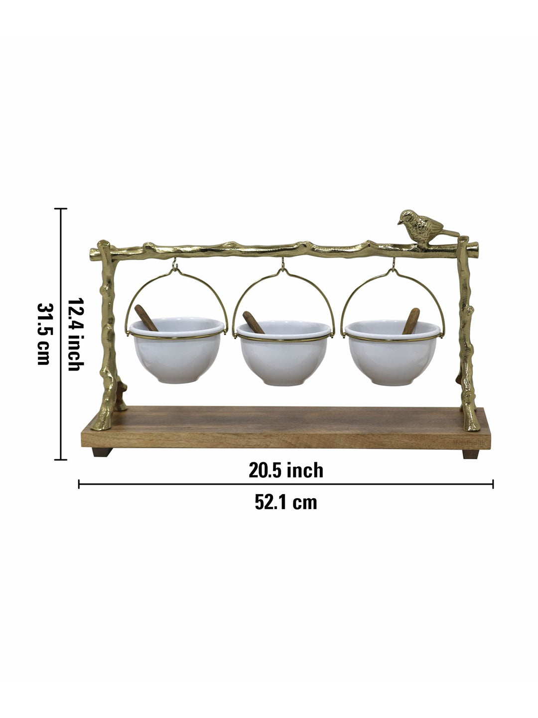 Metalsmith Three-Tier Hanging Iron Appetizer Server with Wood Base