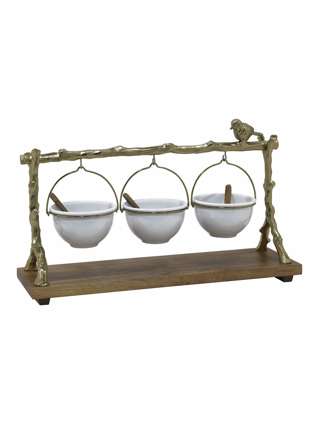 Metalsmith Three-Tier Hanging Iron Appetizer Server with Wood Base