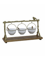 Metalsmith Three-Tier Hanging Iron Appetizer Server with Wood Base
