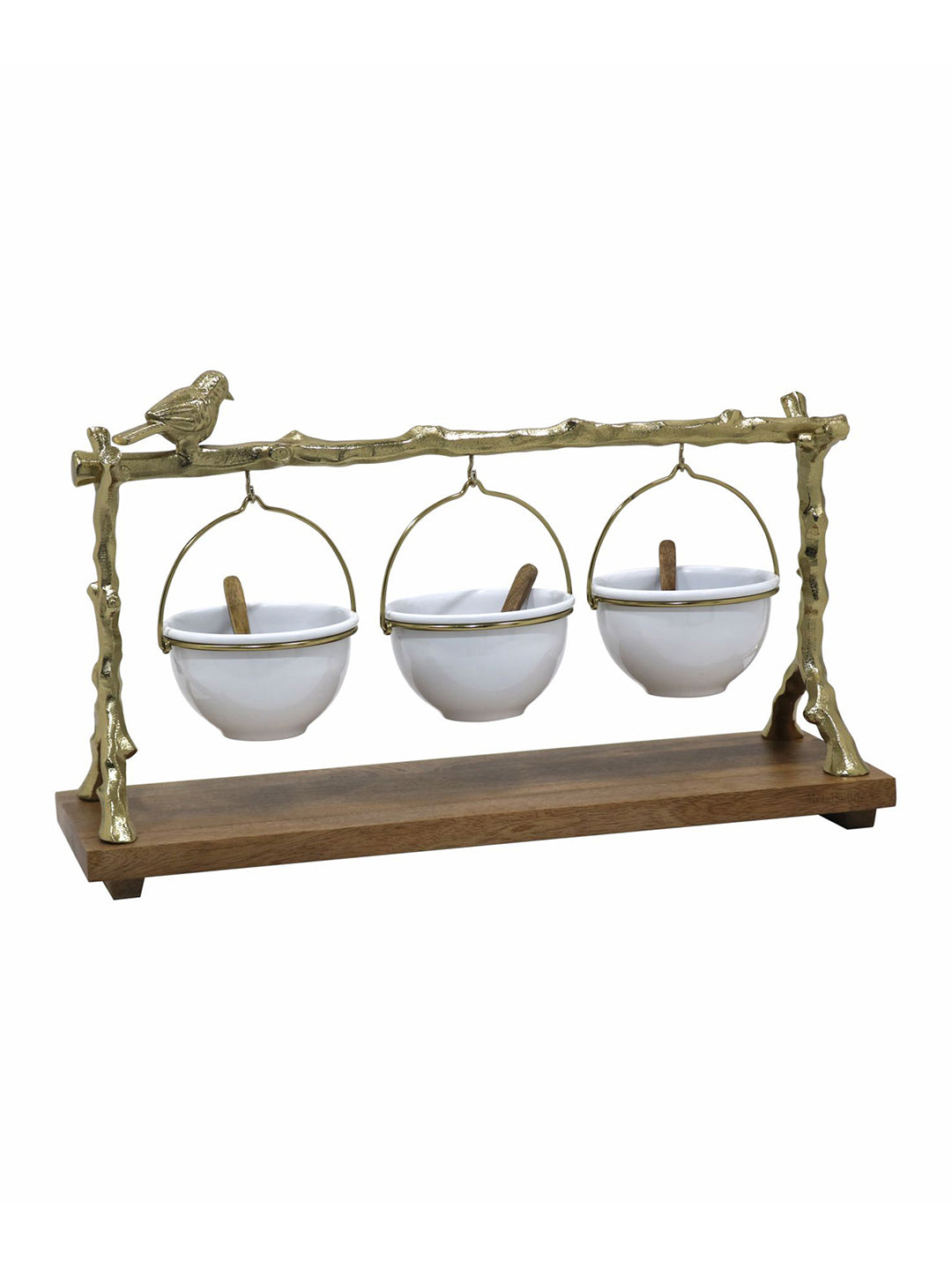 Metalsmith Three-Tier Hanging Iron Appetizer Server with Wood Base