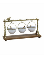 Metalsmith Three-Tier Hanging Iron Appetizer Server with Wood Base