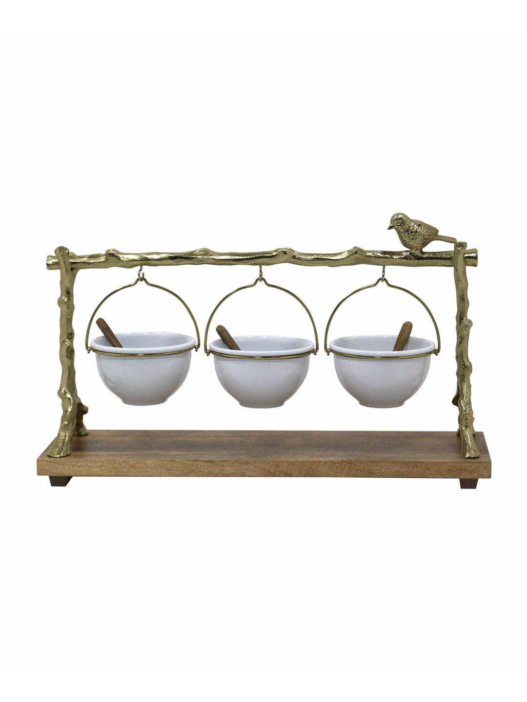 Metalsmith Three-Tier Hanging Iron Appetizer Server with Wood Base