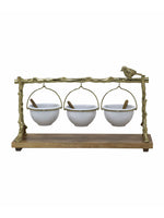 Metalsmith Three-Tier Hanging Iron Appetizer Server with Wood Base